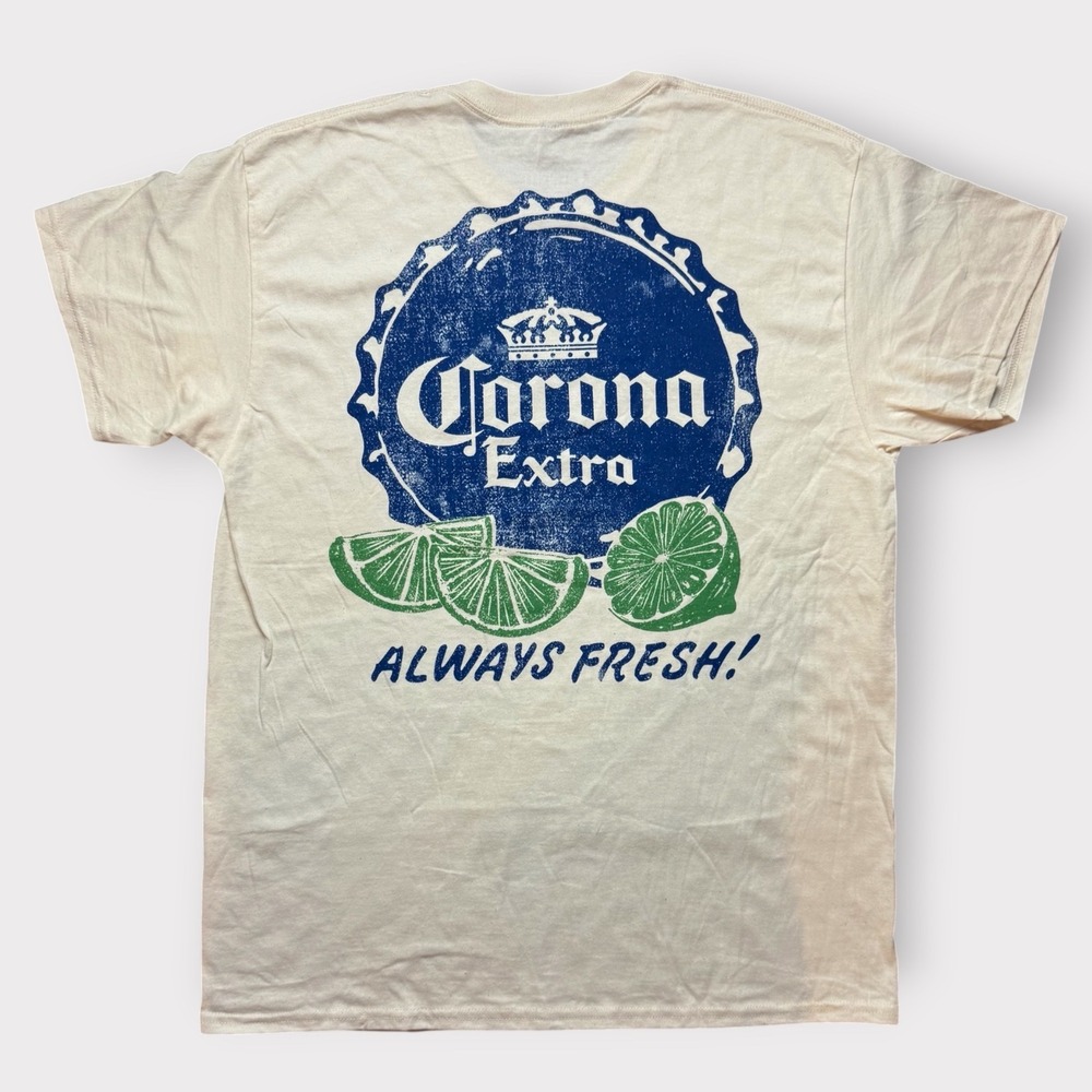 Corona Extra Always Fresh Graphic T-Shirt Mens Large Cream PacSun Ripple Junctio